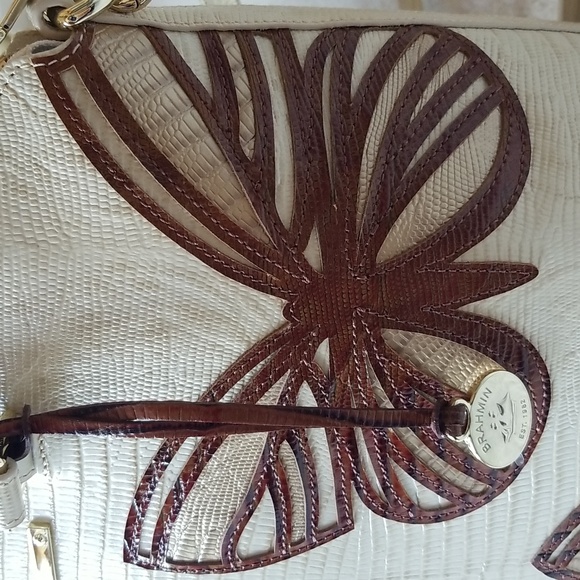 Brahmin Butterfly Design Vanilla Cream Monte Large Duxbury Satchel - Picture 3 of 10